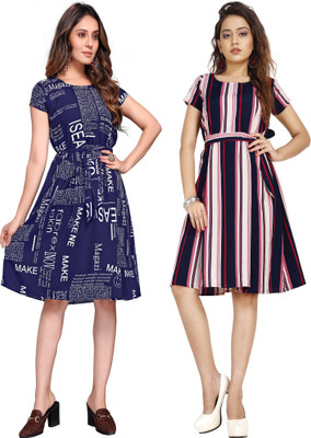Rinra Women A-line Multicolor Knee Length Dress