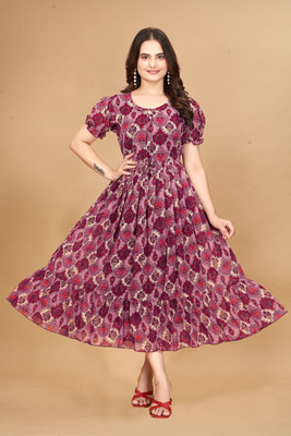 Rosasignora Women Maxi Pink Knee Length Dress