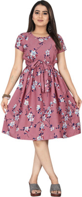HOUSE OFF COMMON Women A-line Beige Knee Length Dress