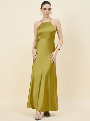 AAYU Women Bodycon Light Green Maxi/Full Length Dress