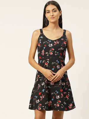 IQRAAR Women A-line Black Mini/Short Dress