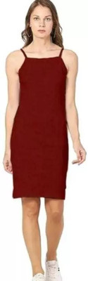 Fashion Passion India Women Bodycon Maroon Above Knee/Mid Thigh Length Dress
