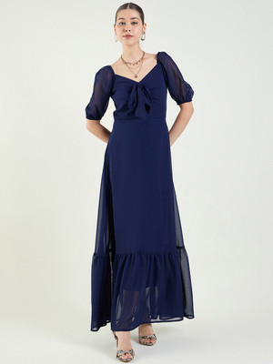 AAYU Women Maxi Blue Full Length Dress