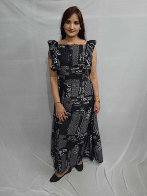 O Madam Women Maxi Black Full Length Dress