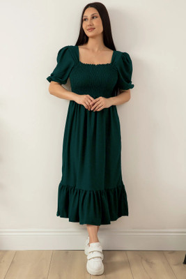 Sheetal Associates Women Fit and Flare Dark Green Midi/Calf Length Dress
