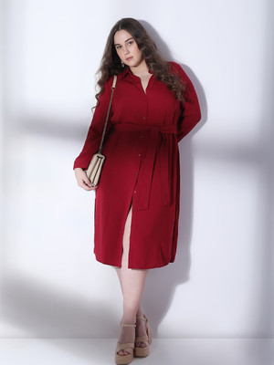 Vero Moda Curve Women Shirt Red Midi/Calf Length Dress