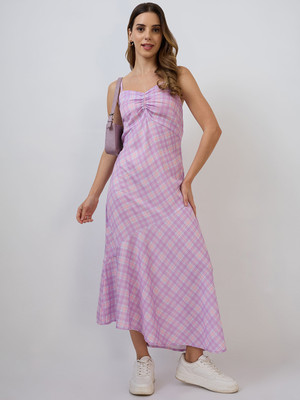 AmarAsha Women Fit and Flare Purple Maxi/Full Length Dress