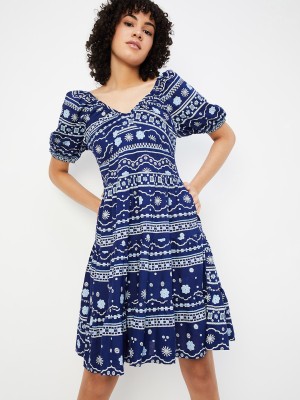 MAX Women A-line Blue Dress