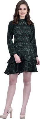 Trendif Women Fit and Flare Black, Green, Red Dress