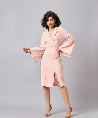 Roadster Women Bodycon Beige Knee Length Dress