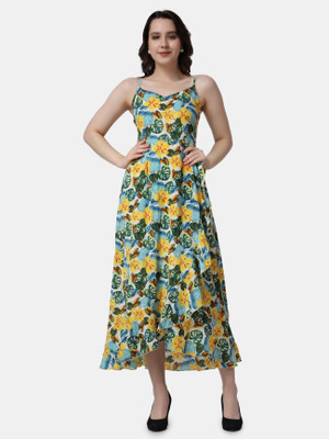 METRONAUT Women A-line Multicolor Midi/Calf Length Dress
