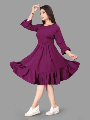 HOUSE OFF COMMON Women A-line Multicolor Knee Length Dress
