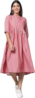 Rangrasiya Creation Women Fit and Flare Pink Midi/Calf Length Dress