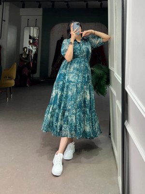 Fashion2wear Women Fit and Flare Dark Green Midi/Calf Length Dress