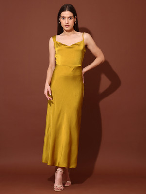 PURVAJA Women Maxi Yellow Full Length Dress