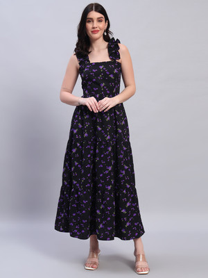 ROSEMELON Women A-line Black, Purple Maxi/Full Length Dress