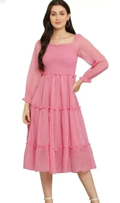 Shavivi Women Gown Pink Midi/Calf Length Dress