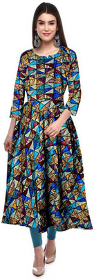 HouseOfCommon Women A-line Multicolor Maxi/Full Length Dress