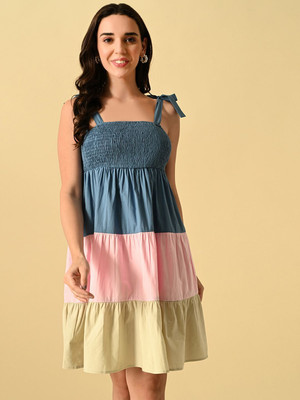 ADRIANA Women A-line Multicolor Mini/Short Dress