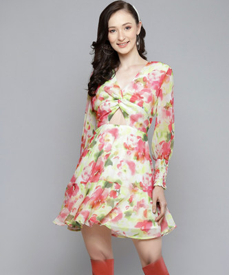 SASSAFRAS Women Fit and Flare White Mini/Short Dress