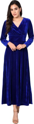 WestCHIC Women Fit and Flare Dark Blue Dress