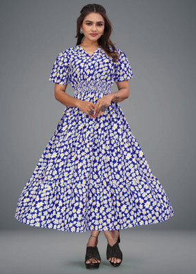 PRIYANSH CREATION Women A-line Multicolor Midi/Calf Length Dress