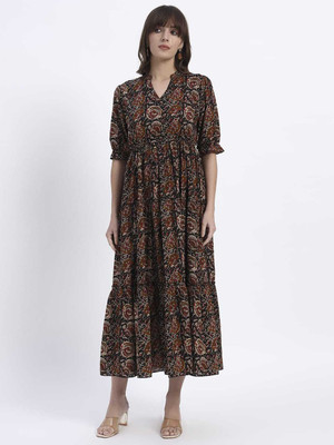 ANUOM Women Maxi Multicolor Midi/Calf Length Dress