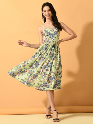 Dressberry Women Asymmetric Green Midi/Calf Length Dress