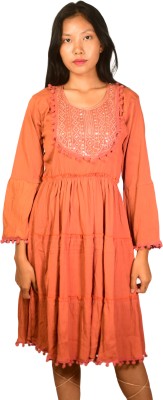 Friendsstore Women A-line Orange Dress