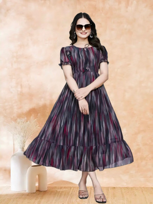 Nayra Women Ethnic Dress Black Maxi/Full Length Dress