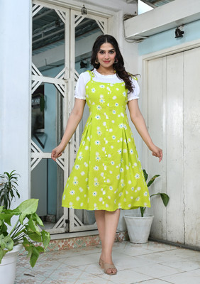 Kanha Women A-line Black Midi/Calf Length Dress