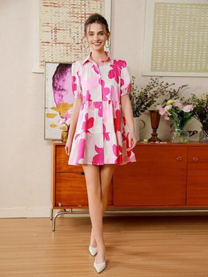 SHITALTEXTILESH Women Maxi Pink Knee Length Dress