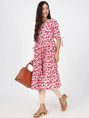 Twirl Tales Women A-line Red Midi/Calf Length Dress