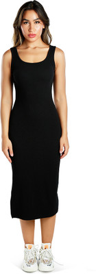 London Rag Women Bodycon Black Midi/Calf Length Dress