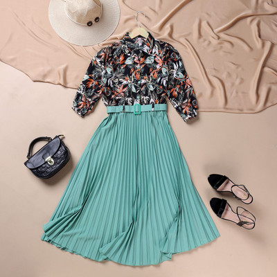 ZWERLON Women Fit and Flare Multicolor Midi/Calf Length Dress