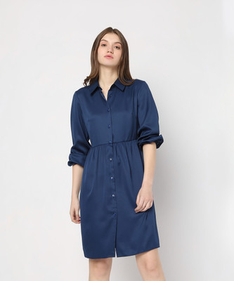 VERO MODA Women Shirt Dark Blue Above Knee/Mid Thigh Length Dress