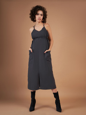 SASSAFRAS Women A-line Grey Midi/Calf Length Dress