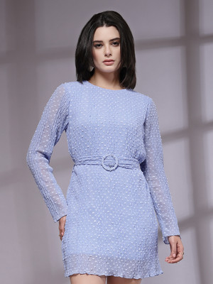 KASSUALLY Women Sheath Blue Above Knee/Mid Thigh Length Dress