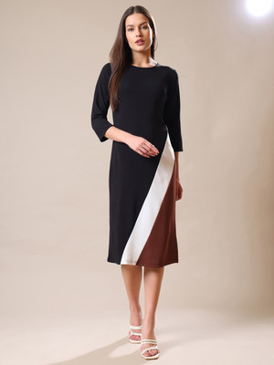 MILOST Women Bodycon Brown Midi/Calf Length Dress