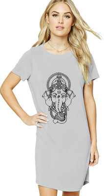HouseOfCommon Women T Shirt Grey Above Knee/Mid Thigh Length Dress