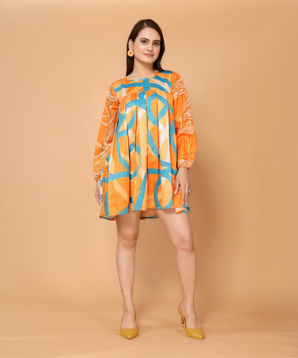 SANCHAYY Women Pleated Multicolor Above Knee/Mid Thigh Length Dress