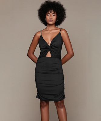 bebe Women Sheath Black Knee Length Dress
