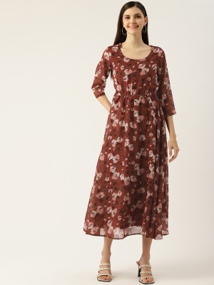 Deewa Women A-line Maroon Dress