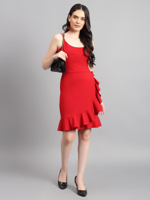 KOTTY Women A-line Red Above Knee/Mid Thigh Length Dress