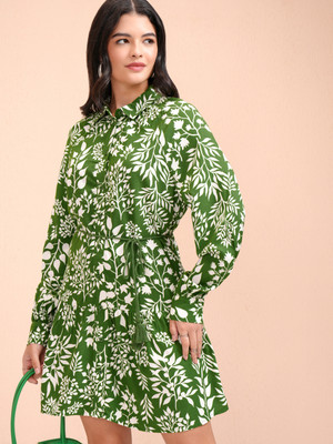Tokyo Talkies Women A-line Green Mini/Short Dress