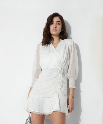 ONLY Women Wrap White, Silver Mini/Short Dress