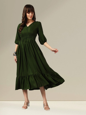 Femvy Anarkali Gown(Green)