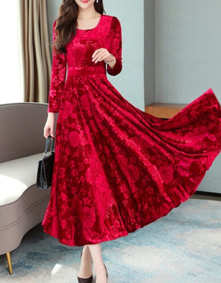 Kalki Fashion Women Fit and Flare Red Maxi/Full Length Dress