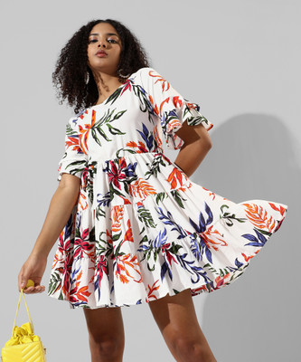 CAMPUS SUTRA Women A-line Multicolor Above Knee/Mid Thigh Length Dress