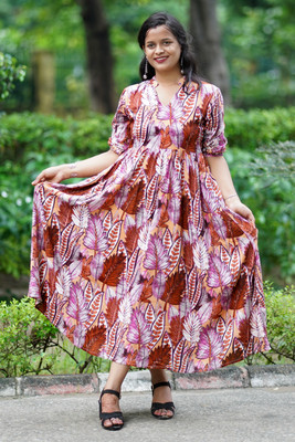 kASHVIcLOTH Women Ethnic Dress Multicolor Maxi/Full Length Dress